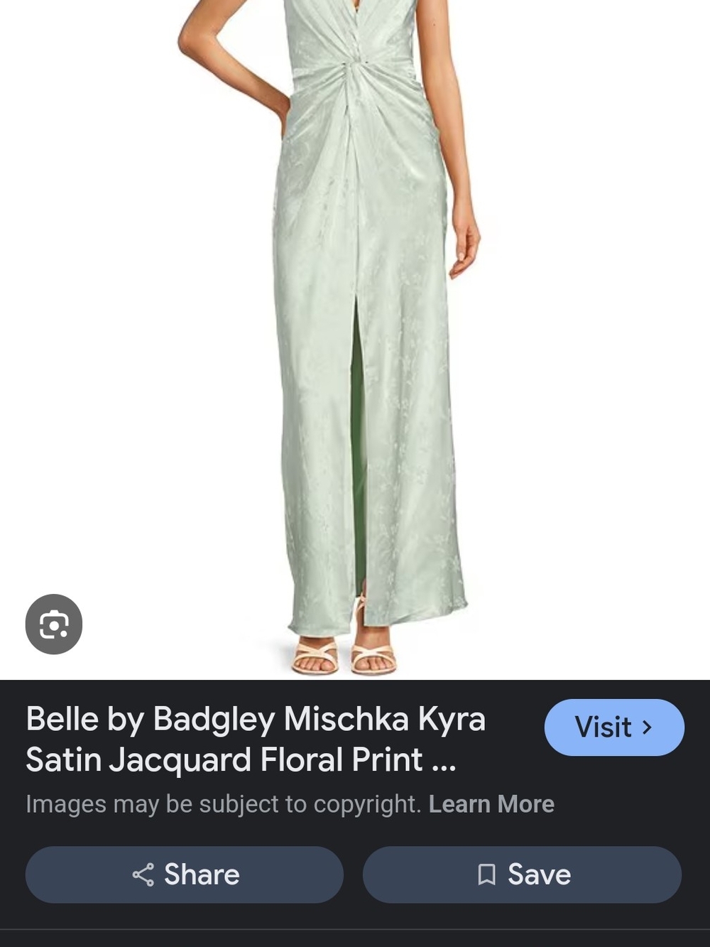 Badgley Mischka Sage Satin Jacquard Maxi Dress